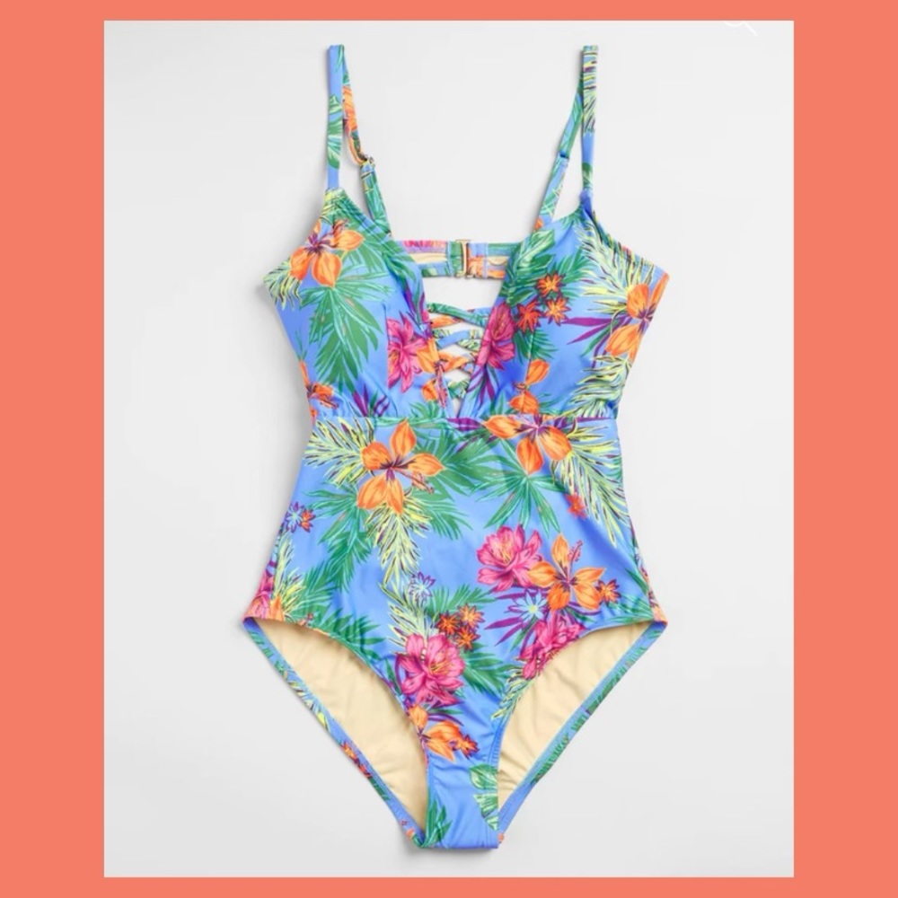 Tropical Floral One Piece ModCloth Swim Suit NWOT